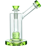 CaliBear Glass Bubbler with Seed of Life Percolator and green color accents, front view