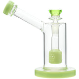 CaliBear Seed of Life Percolator Bubbler with green accents, 14mm female joint, and clear borosilicate glass