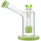 CaliBear Seed of Life Percolator Glass Upright Bubbler with green accents - Front View