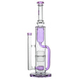 Calibear Pillar Flower Of Life Klein Bong in purple, angled view of the recycler arm