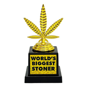 Trophy Emporium 4.7" Golden Hemp Leaf Award - Front View on White Background