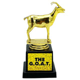 G.O.A.T. Trophy - 4.7" Polyresin Golden Goat on Black Base Front View