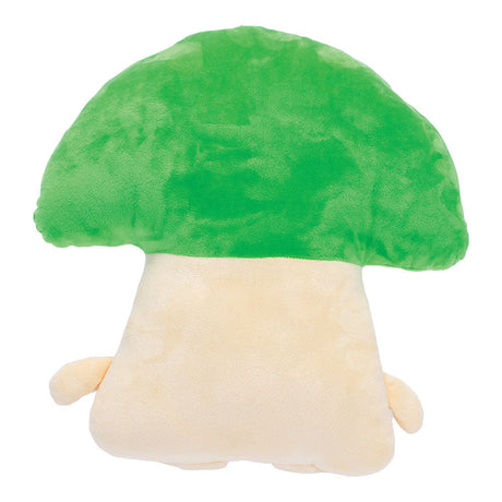 16" Mushroom Plush Buddy in green and cream, front view on a seamless white background