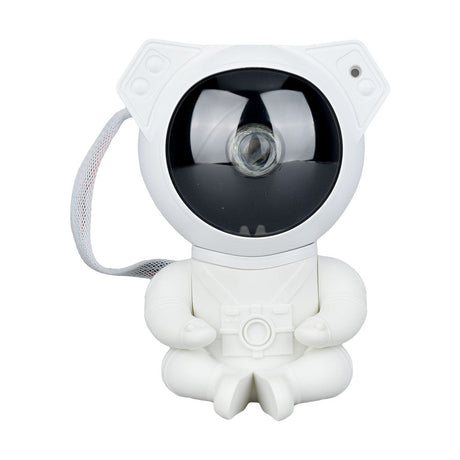 Front view of Astronaut Projector Nebula Star Lamp with Remote, USB Cable, and Adjustable Features