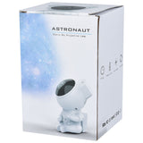 Astronaut Projector Nebula Star Lamp packaging, front view with cosmic design and product info