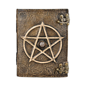 Pentagram Embossed Leather Journal with Metal Closure, 5" x 7" Front View