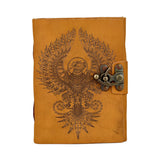 Phoenix Print Suede Journal with Metal Closure, 5x7 inches, Front View on White Background