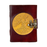 5" x 7" Tree of Life Leather Journal with Metal Closure, Embossed Design, Ideal for Stoner Moms