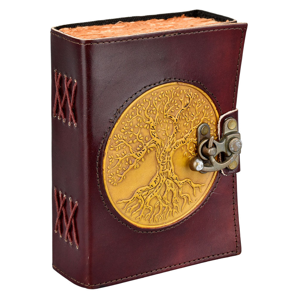 Tree of Life Leather Journal with Metal Closure, 5x7 inches - Front View