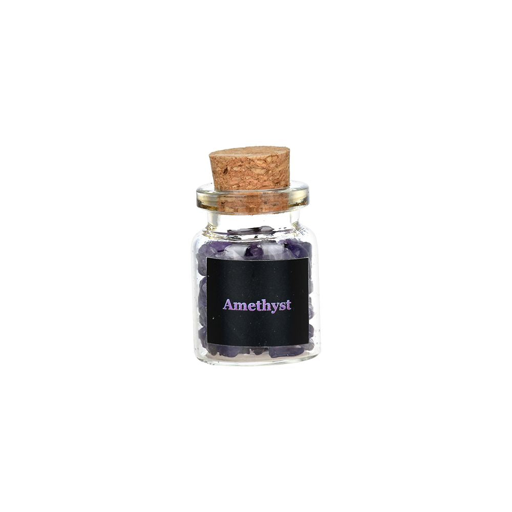 A Call To Whimsy Amethyst Crystal in Corked Glass Jar - Front View