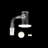 Glasshouse Opaque Hurricane Banger Kit - disassembled banger, opaque base, glow carb cap, and pearls