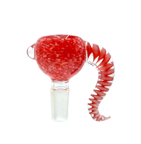 Lucky Goat Dragon Glass Bowl Piece with 14mm Joint and Red Swirl Design