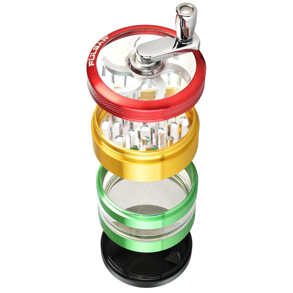 Pulsar 4-piece Grinder with Crank & Window, 2.5 Inch, Multi-Colored, Top View