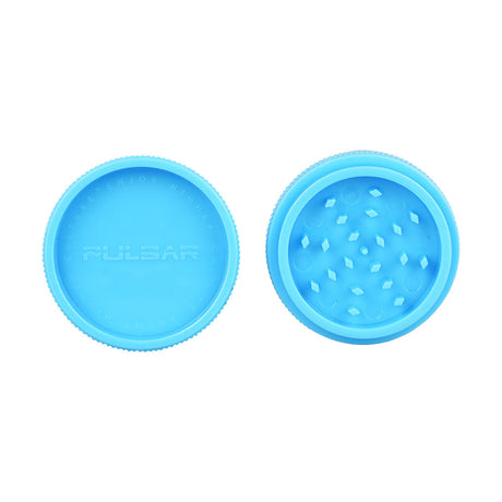 Pulsar Acrylic Grinder 2pc Set in Blue, 2" Size, Top and Bottom View, for Easy Grinding
