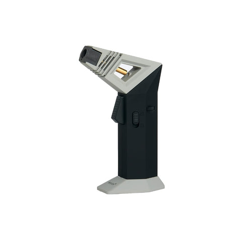 Maven Torch Apex in Gray, Adjustable Windproof Butane Torch, Angled Side View on White Background