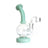 1Stop Glass Round Globe Dab Rig in Green with Inset Perc, 90 Degree Joint, Side View