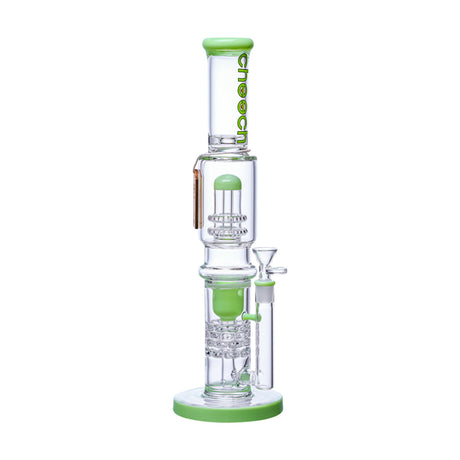 Cheech Glass 16" Shower Head Recycler Water Pipe in Green with Borosilicate Glass - Front View