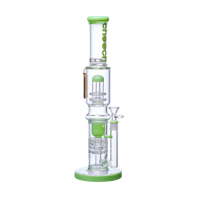 Cheech Glass 16" Shower Head Recycler Water Pipe in Green with Borosilicate Glass - Front View