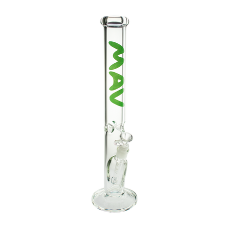 MAV Glass 18" Classic Straight Bong in Borosilicate with Clear Glass and Green Logo - Front View