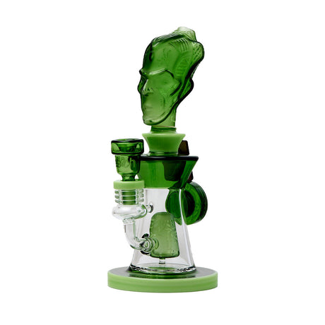 Cheech Glass 10" Conscious Guru Water Pipe in Green, Front View with Borosilicate Glass