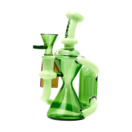 Cheech Glass 7" Tree Perc Recycler Water Pipe in Green with 14mm Female Joint, Front View