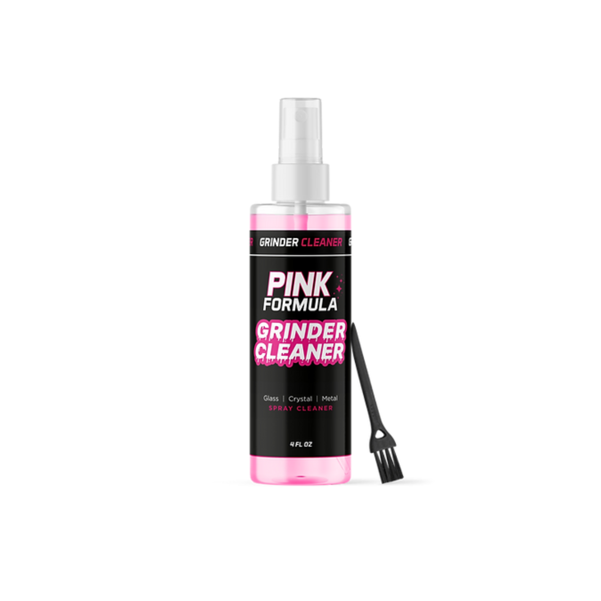 Pink Formula 4oz Grinder Cleaner bottle with nozzle for easy application - Front View