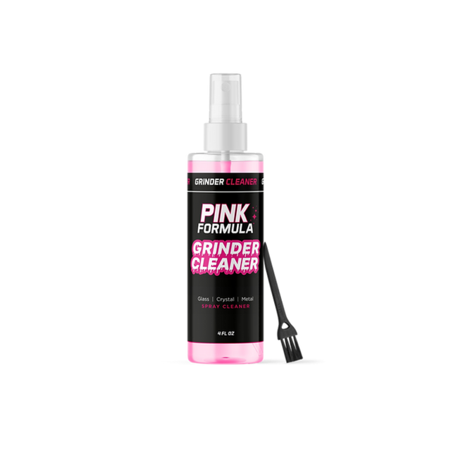 Pink Formula 4oz Grinder Cleaner bottle with nozzle for easy application - Front View