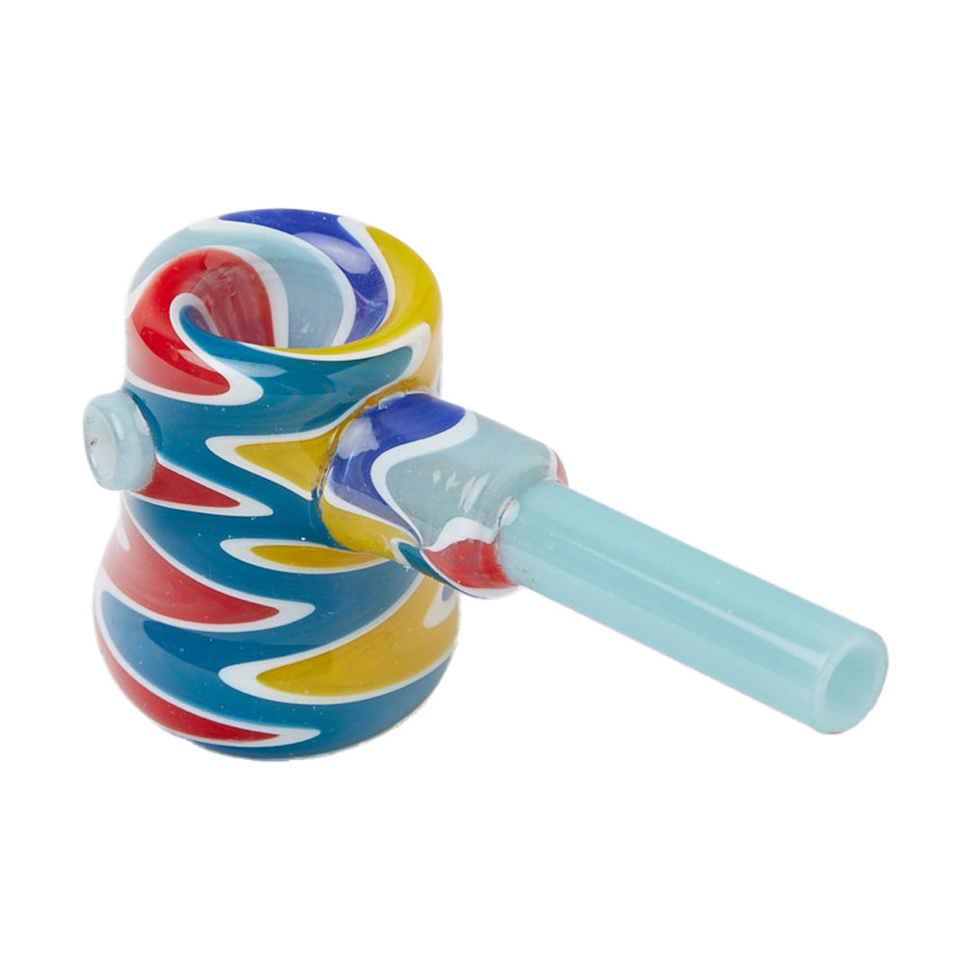 Cheech Glass 4" Wig Wag Pipe with Vibrant Swirl Design - Angled Side View