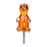 Gummy Bear Glycerin Glass Dab Straw | Titanium Tip | 5.5" | Colors Vary