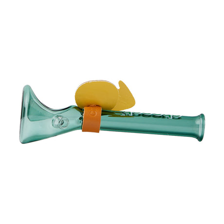 Cheech Glass 4" Mini Bong Pipe in teal with orange accents, side view on white background