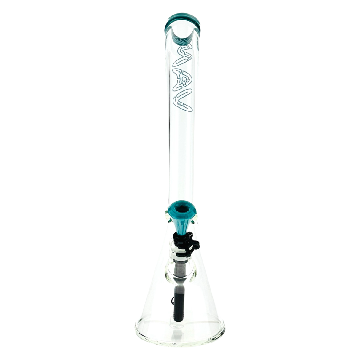 MAV Glass 18" 9mm Bent Neck Beaker Bong with Maze Accent and Deep Bowl - Front View