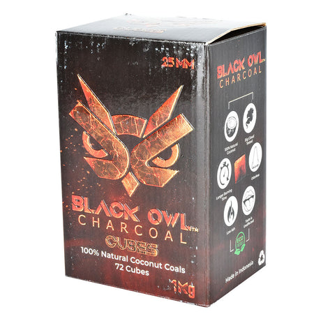 Black Owl Natural Coconut Hookah Charcoal, 72 Cube Pack - Front View on Seamless White