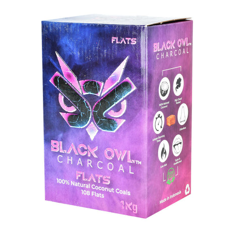 Black Owl Natural Coconut Charcoal Briquettes, 108 Flat Cubes package front view
