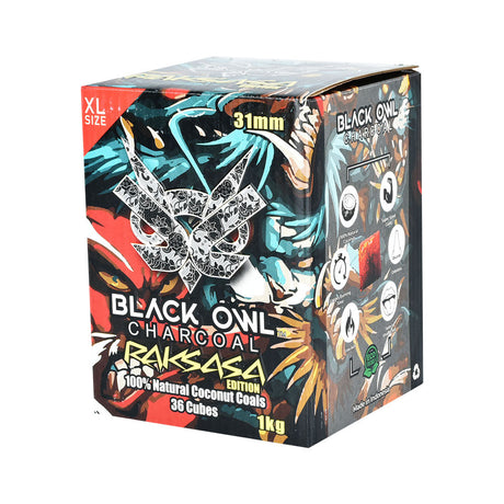 Black Owl Natural Coconut Premium Hookah Charcoal, 36 XL Cubes packaging front view