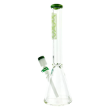 MAV Glass 18" Beaker Bong with Green Accents and Borosilicate Glass, Front View