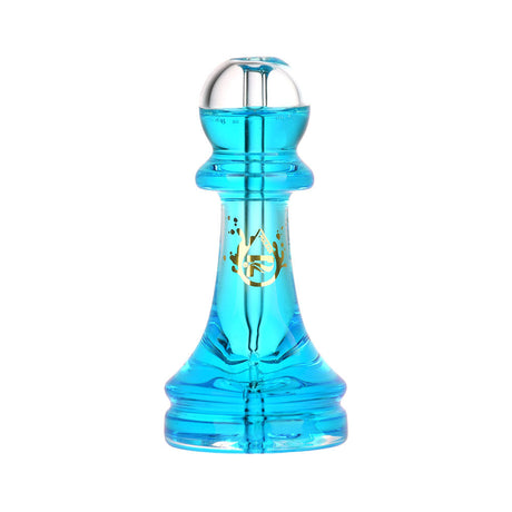 Pulsar Pawn Chess Piece Glycerin Hand Pipe in Blue, Borosilicate Glass, Front View