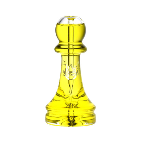 Pulsar Pawn Chess Piece Yellow Glycerin Hand Pipe, Borosilicate Glass, Front View
