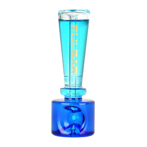 Pulsar Stacked Geometric Glycerin Hand Pipe in Blue, 4.25" Borosilicate Glass, Front View