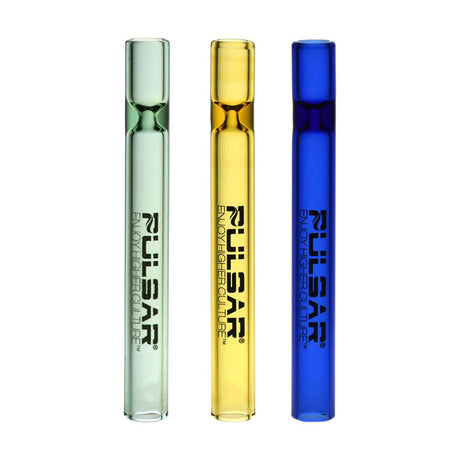 Pulsar Glass Taster Hand Pipes 4" in Assorted Colors Displayed Side by Side