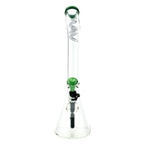 MAV Glass 18" Bent Neck Beaker Bong with Maze Accents and Colored Glass Detail, Front View