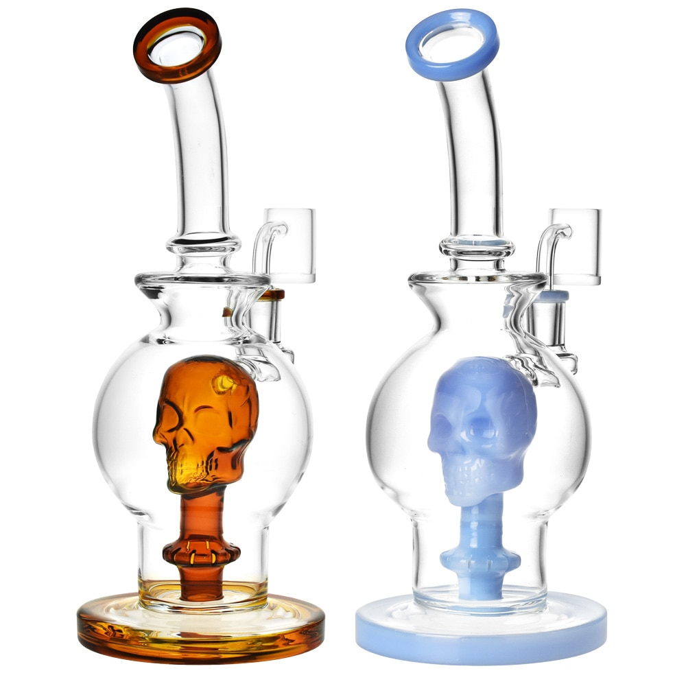 Headsplitting Skull Glass Dab Rig | 10.25" | 14mm F | Colors Vary