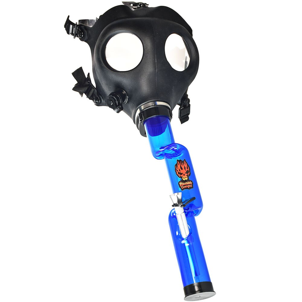 Headway Gas Mask & Acrylic Water Pipe Combo | 9" to 13" | Styles & Colors Vary