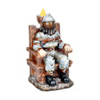 Electric Chair Polyresin Backflow Incense Burner with Yellow Cone, Front View