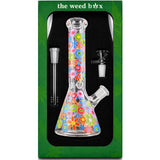 10 inch Beaker Bong purple and blue flowers design