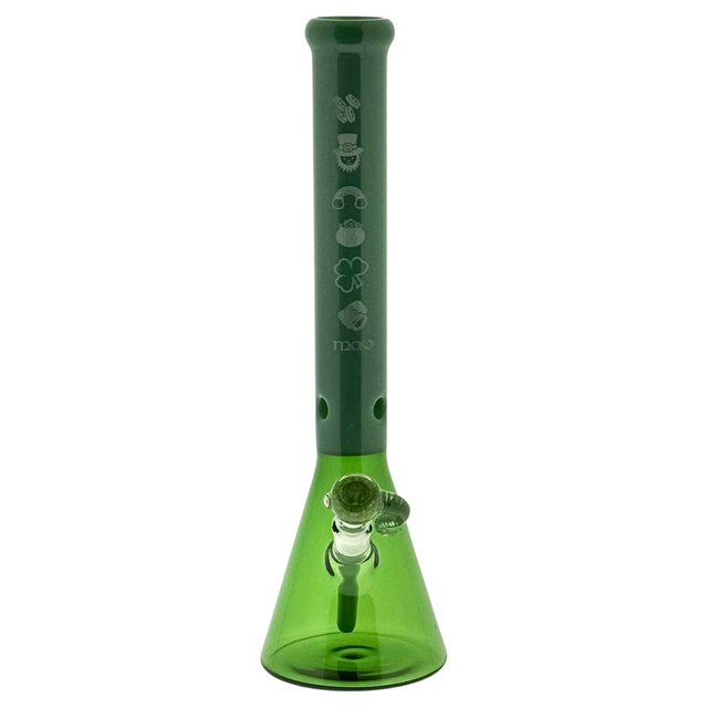 MAV Glass 18" St. Patrick's Day Beaker Bong, 5mm Thick Borosilicate, Front View