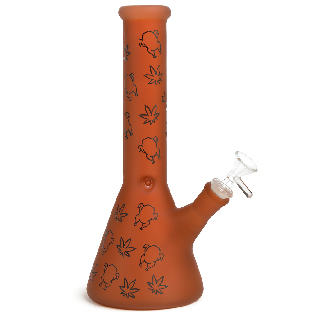 10 inch Turkey Beaker Bong brown sandblast with black turkeys