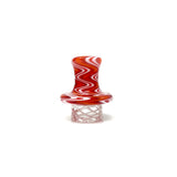 AFM Turbo Reversal Glass Spinner Carb Cap with 2 Pearls - Red Swirl Design on White