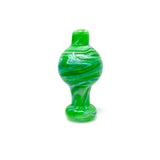 AFM Milky Bubble Carb Cap in swirling green colors, front view on a seamless white background