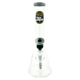 MAV Glass 15" x 9mm Chiquita Beaker Bong with Colored Accents, Front View on White Background