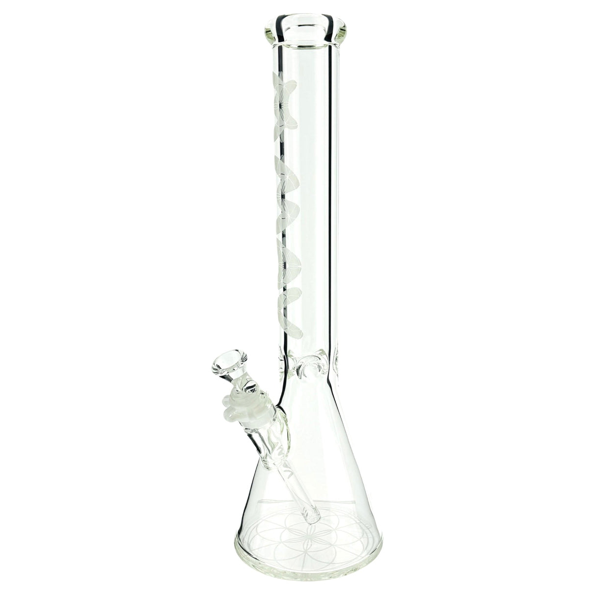 MAV Glass 18" 9mm Beaker Bong with Mandala Design, Front View on White Background